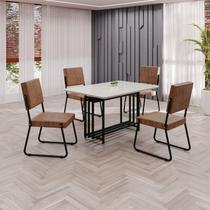 Conjunto Sala de Jantar Mesa 120x90cm Base Pérola Tampo Mdf Laca com Vidro Napoli