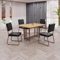Conjunto Sala de Jantar Mesa 120x90cm Base Pérola Tampo MDF Napoli Marrom/Preto Conjunto Sala de Jantar Mesa 120x90cm Base Pérola Tampo MDF Napoli Marrom/Preto