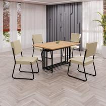 Conjunto Sala de Jantar Mesa 120x90cm Base Pérola Tampo MDF Napoli Preto/Creme Conjunto Sala de Jantar Mesa 120x90cm Base Pérola Tampo MDF Napoli Preto/Creme
