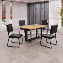 Conjunto Sala de Jantar Mesa 120x90cm Base Pérola Tampo MDF Napoli Preto Conjunto Sala de Jantar Mesa 120x90cm Base Pérola Tampo MDF Napoli Preto