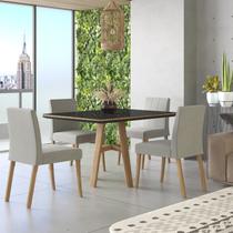 Conjunto Sala de Jantar Mesa 120x90cm Vidro com 4 Cadeiras Ágata Cristal Tradição Móveis