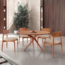 Conjunto Sala de Jantar Mesa 135cm Tampo Redondo Laminado e 4 Cadeiras Hope Conjunto Sala de Jantar Mesa 135cm Tampo Redondo Laminado e 4 Cadeiras Hope