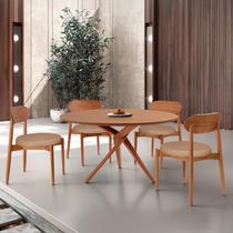Conjunto Sala de Jantar Mesa 135cm Tampo Redondo Laminado e 4 Cadeiras Hope Conjunto Sala de Jantar Mesa 135cm Tampo Redondo Laminado e 4 Cadeiras Hope