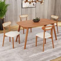 Conjunto Sala de Jantar Mesa 135x80cm Tampo em MDF Laminado 4 Cadeiras Ceci Yescasa Marrom/Off White Conjunto Sala de Jantar Mesa 135x80cm Tampo em MDF Laminado 4 Cadeiras Ceci Yescasa Marrom/Off White