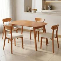 Conjunto Sala de Jantar Mesa 135x80cm Tampo MDF Laminado 4 Cadeiras Madeira Maciça Ceci Yescasa Marr Conjunto Sala de Jantar Mesa 135x80cm Tampo MDF Laminado 4 Cadeiras Madeira Maciça Ceci Yescasa Marr