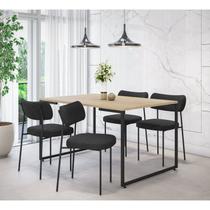 Conjunto Sala de Jantar Mesa 135x90cm Porto Estilo Industrial com 4 Cadeiras Mona Espresso Móveis