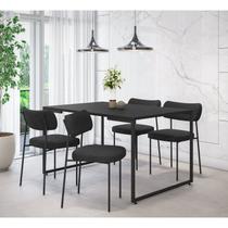 Conjunto Sala de Jantar Mesa 135x90cm Porto Estilo Industrial com 4 Cadeiras Mona Espresso Móveis