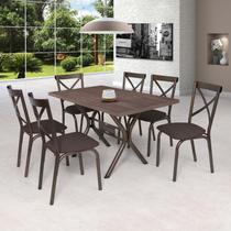 Conjunto Sala de Jantar Mesa 136x80cm Tampo MDF/MDP com 6 Cadeiras Karina Conjunto Sala de Jantar Mesa 136x80cm Tampo MDF/MDP com 6 Cadeiras Karina