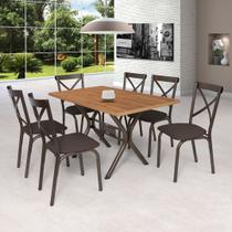 Conjunto Sala de Jantar Mesa 136x80cm Tampo MDF/MDP com 6 Cadeiras Karina