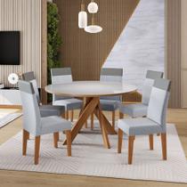 Conjunto Sala de Jantar Mesa 137cm com Tampo de Vidro Mônaco com 6 Cadeiras Paris Madetal