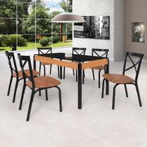 Conjunto Sala de Jantar Mesa 140cm X 77cm Tampo Vidro com 6 Cadeiras Karina