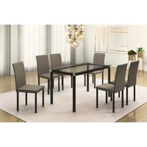 Conjunto Sala de Jantar Mesa 140x75cm com 6 Cadeiras Flórida BM Móveis - BM Móveis Tubulares