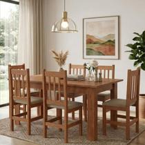 Conjunto Sala de Jantar Mesa 150cm Alana com 6 Cadeiras Paty Móveis Zamarchi Conjunto Sala de Jantar Mesa 150cm Alana com 6 Cadeiras Paty Móveis Zamarchi