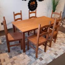 Conjunto Sala De Jantar Mesa 150x80 Cm 6 Cadeiras Madeira Marin Brasil