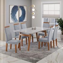 Conjunto Sala de Jantar Mesa 154cm com Tampo de Vidro Onix e 6 Cadeiras Atlas Madetal Conjunto Sala de Jantar Mesa 154cm com Tampo de Vidro Onix e 6 Cadeiras Atlas Madetal