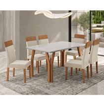 Conjunto Sala de Jantar Mesa 154cm Tampo e Vidro Atlas e 6 Cadeiras Paris Madetal Conjunto Sala de Jantar Mesa 154cm Tampo e Vidro Atlas e 6 Cadeiras Paris Madetal