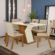 Conjunto Sala de Jantar Mesa 160 Cm Tampo MDF 6 Cadeiras Kesha Casa 812