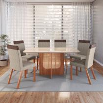 Conjunto Sala de Jantar Mesa 160cm com Tampo de Vidro Luma com 4 Cadeiras em Madeira Maciça Alice Móveis Zamarchi