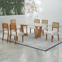 Conjunto Sala de Jantar Mesa 160cm Tampo de 4 Cm com 6 Cadeiras Liz