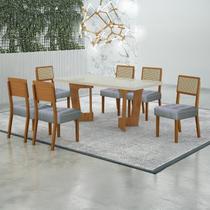 Conjunto Sala de Jantar Mesa 160cm Tampo de 4 Cm com 6 Cadeiras Liz Conjunto Sala de Jantar Mesa 160cm Tampo de 4 Cm com 6 Cadeiras Liz