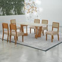 Conjunto Sala de Jantar Mesa 160cm Tampo de 4 Cm com 6 Cadeiras Liz Conjunto Sala de Jantar Mesa 160cm Tampo de 4 Cm com 6 Cadeiras Liz