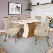 Conjunto Sala de Jantar Mesa 160cm Tampo MDF Canto Reto com 6 Cadeiras Angel Espresso Móveis
