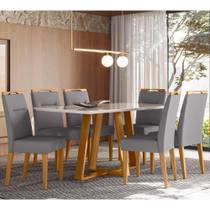 Conjunto Sala de Jantar Mesa 1,60m com 6 Cadeiras Lectus Ypê/Off White/Ja02 - New Ceval Conjunto Sala de Jantar Mesa 1,60m com 6 Cadeiras Lectus Ypê/Off White/Ja02 - New Ceval