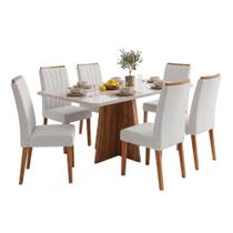 Conjunto Sala de Jantar Mesa 1,60m com Vidro Anjos 6 Cadeiras Sofia