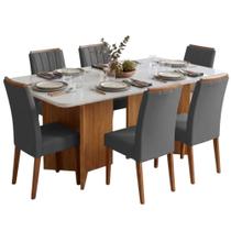 Conjunto Sala de Jantar Mesa 1,60m com vidro Montreal 6 Cadeiras Sofia