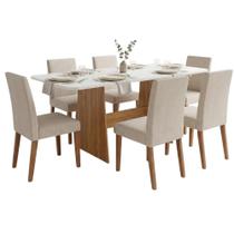 Conjunto Sala de Jantar Mesa 1,60m Maira 6 Cadeiras Milano Viero Conjunto Sala de Jantar Mesa 1,60m Maira 6 Cadeiras Milano Viero