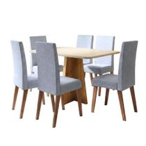 Conjunto Sala De Jantar Mesa 1,60m Moove 6 Cadeiras Linho Milano Viero Madeirado / Cinza