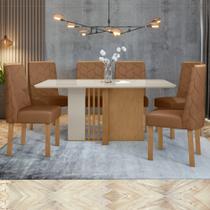 Conjunto Sala de Jantar Mesa 160x80cm Tampo MDF com 6 Cadeiras Astrid Móveis Lopas