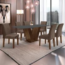 Conjunto Sala de Jantar Mesa 160x80cm Tampo MDF com 6 Cadeiras Espanha Yescasa