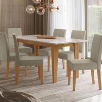 Conjunto Sala de Jantar Mesa 160x90 Tampo com Vidro Liz 6 Cadeiras Josi Poliman Móveis