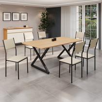 Conjunto Sala de Jantar Mesa 160x90cm Base Império Tampo Mdf Florença