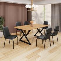 Conjunto Sala de Jantar Mesa 160x90cm Base Império Tampo Mdf Malibu