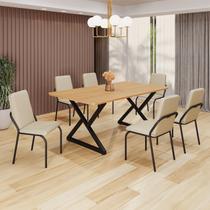 Conjunto Sala de Jantar Mesa 160x90cm Base Império Tampo Mdf Malibu