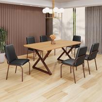 Conjunto Sala de Jantar Mesa 160x90cm Base Império Tampo Mdf Malibu