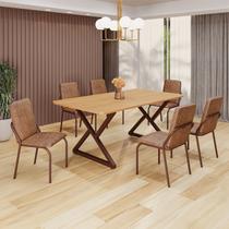 Conjunto Sala de Jantar Mesa 160x90cm Base Império Tampo Mdf Malibu