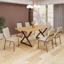 Conjunto Sala de Jantar Mesa 160x90cm Base Império Tampo Mdf Malibu