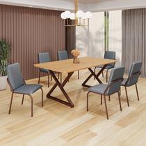Conjunto Sala de Jantar Mesa 160x90cm Base Império Tampo Mdf Malibu