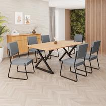Conjunto Sala de Jantar Mesa 160x90cm Base Império Tampo Mdf Napoli