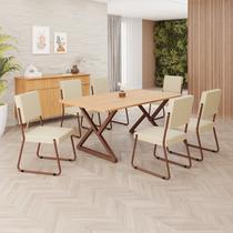 Conjunto Sala de Jantar Mesa 160x90cm Base Império Tampo Mdf Napoli