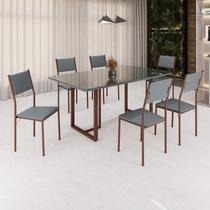 Conjunto Sala de Jantar Mesa 160x90cm Base Lunna Tampo Mdf Laca com Vidro Florença