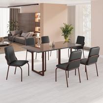 Conjunto Sala de Jantar Mesa 160x90cm Base Lunna Tampo Mdf Laca com Vidro Malibu