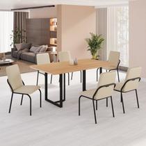 Conjunto Sala de Jantar Mesa 160x90cm Base Lunna Tampo Mdf Malibu