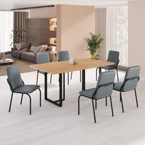 Conjunto Sala de Jantar Mesa 160x90cm Base Lunna Tampo Mdf Malibu