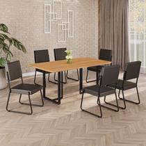 Conjunto Sala de Jantar Mesa 160x90cm Base Lunna Tampo Mdf Napoli