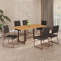 Conjunto Sala de Jantar Mesa 160x90cm Base Lunna Tampo Mdf Napoli