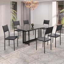 Conjunto Sala de Jantar Mesa 160x90cm Base Pérola Tampo Mdf Laca com Vidro Florença